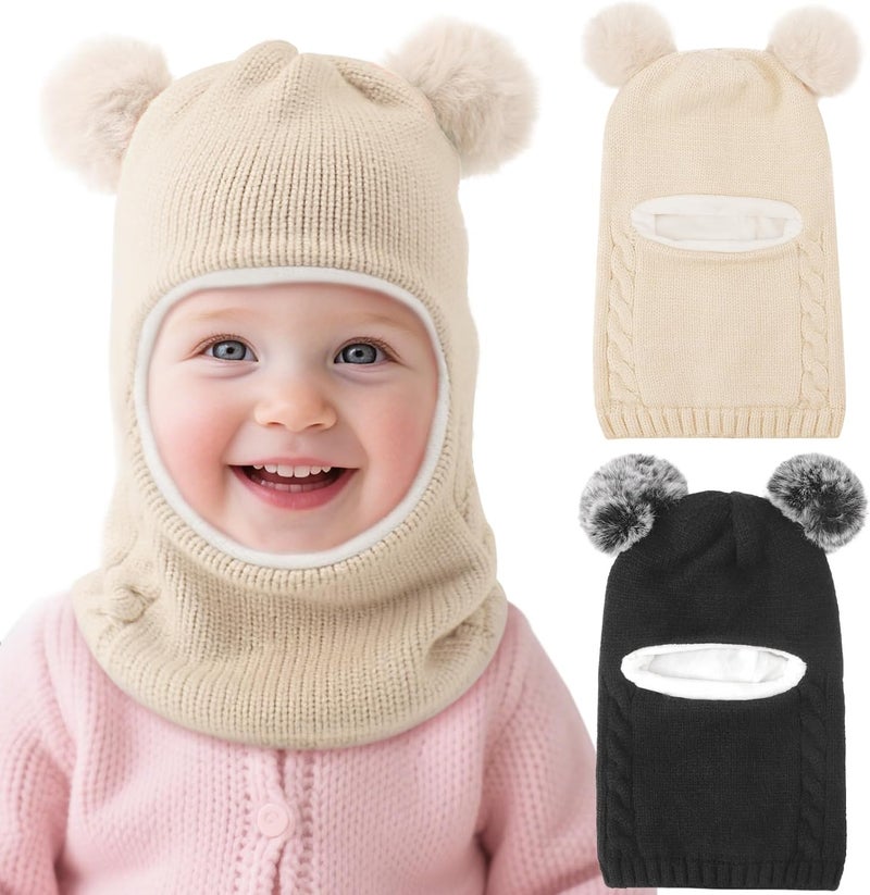 DRESHOW BQUBO Kids Winter Hat Scarf Boys Girls Knit Earflap Beanie Double Thicken Lining Windproof Ski Cap for Toddler Kids 2-5 Years - Image 1